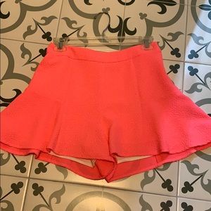 Line and dot pink shorts with a flair